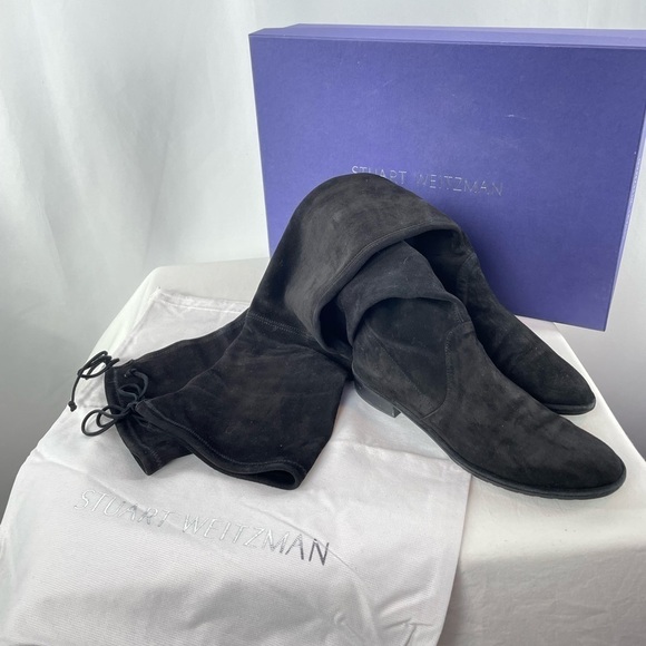 Stuart Weitzman Lowland Suede Over-the-Knee Boots in Black Size 7.5 - Picture 5 of 14